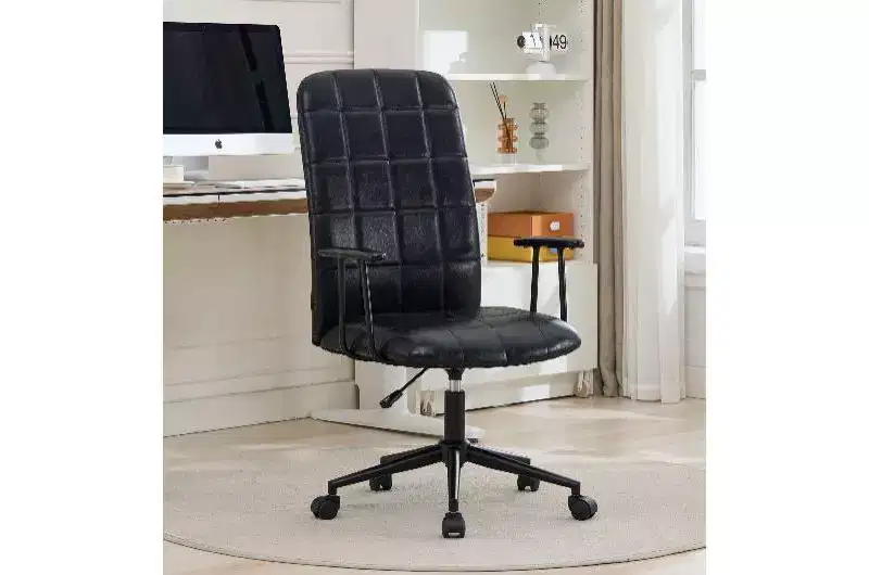 High Back Swivel Chair, Ergonomic Office Chair with Adjustable Gas Lift, PU Leather Home Office Desk Chair with Armrests & Wheels