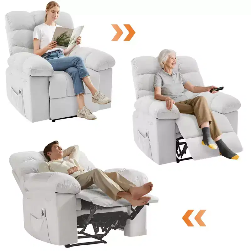 Extra Wide & Oversized Recliner Chair with Massage and Heat - Plush Manual Recliner for Living Room, Lazy Boy-Style Comfort with 150 Recline