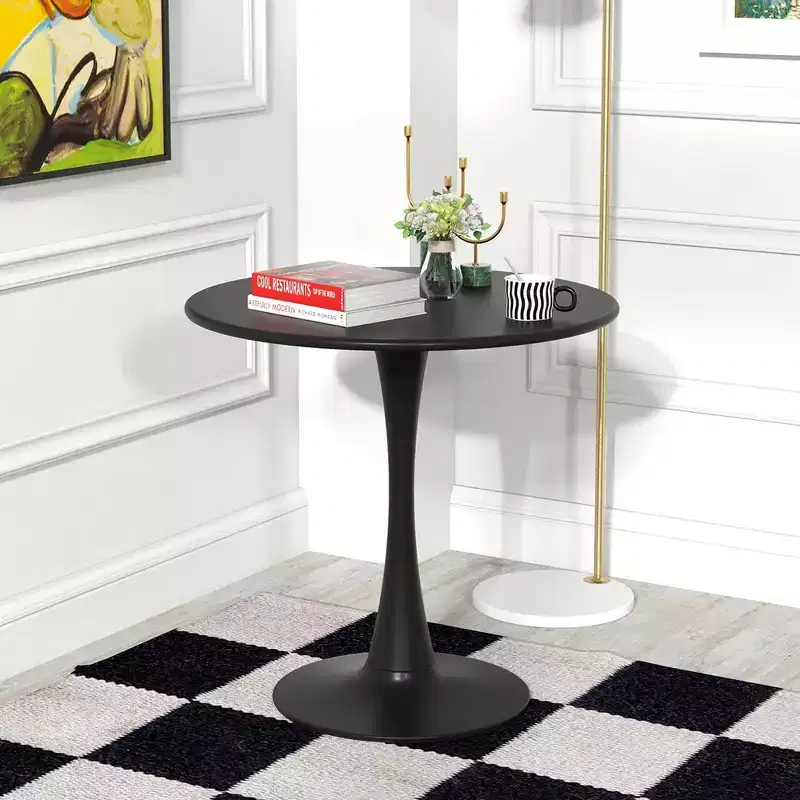Costway 31.5 Round Dining Table with Anti-Slip PP Ring Modern Bistro Table for Dining Room