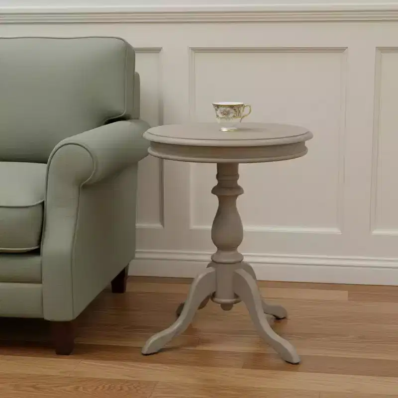 HomeRoots 25 Taupe Gray Manufactured Wood Round End Table