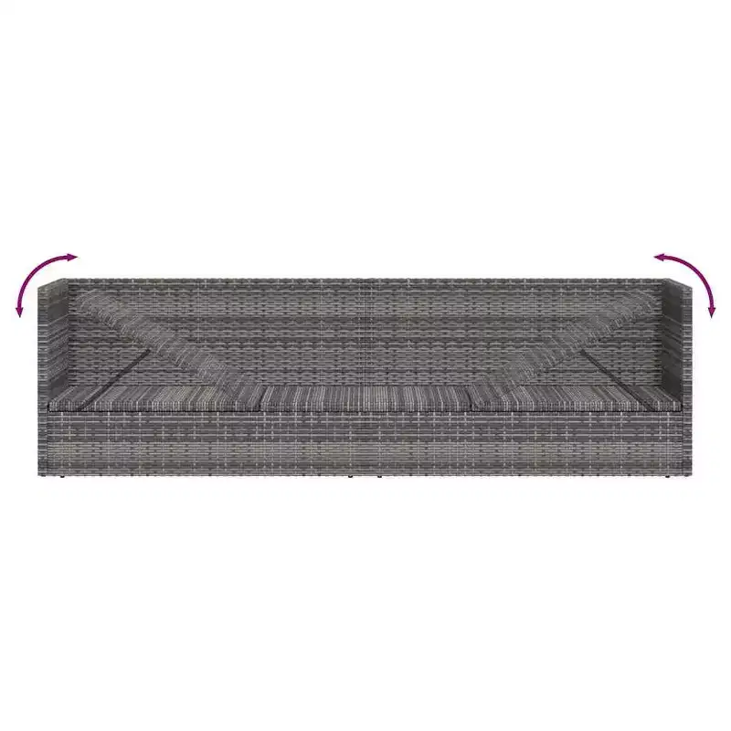 vidaXL Garden Bed Grey PE Rattan 78.7x23.6 in Adjustable Armrests