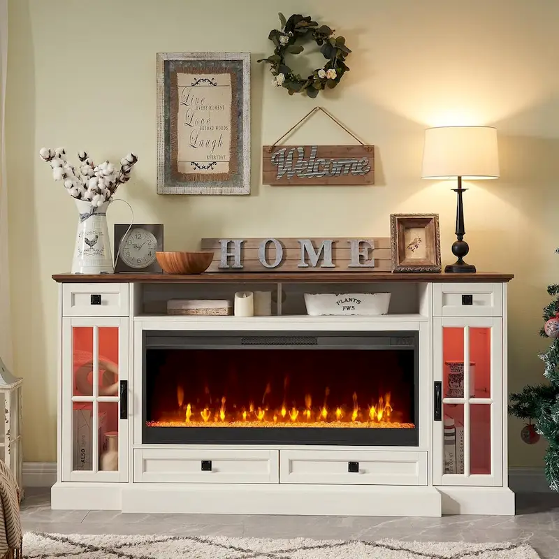 Fireplace TV Stand for 80 Inch TV, Entertainment Center,Media Console