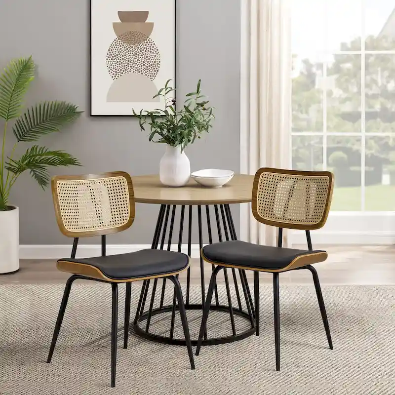 Faux Leather Upholstered Dining Chairs Set of 2/4 - 33.5 H x 17.5 W x 23 D