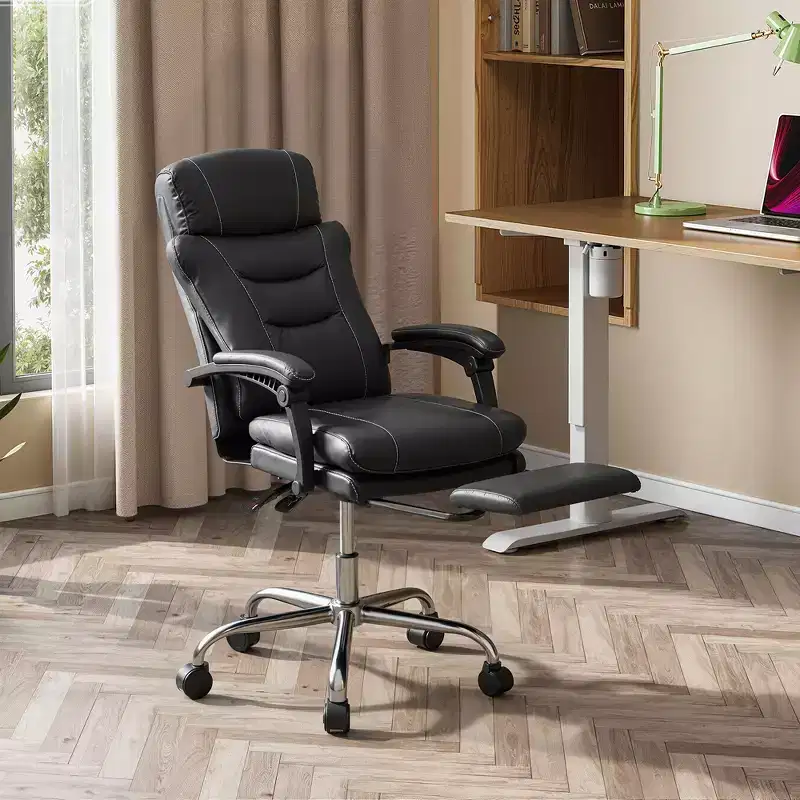 GALAXHERO Executive Leather Home Office Chair with Footrest, High Back Heavy Duty Ergonomic Desk Chair, Big and Tall with Lumbar Support