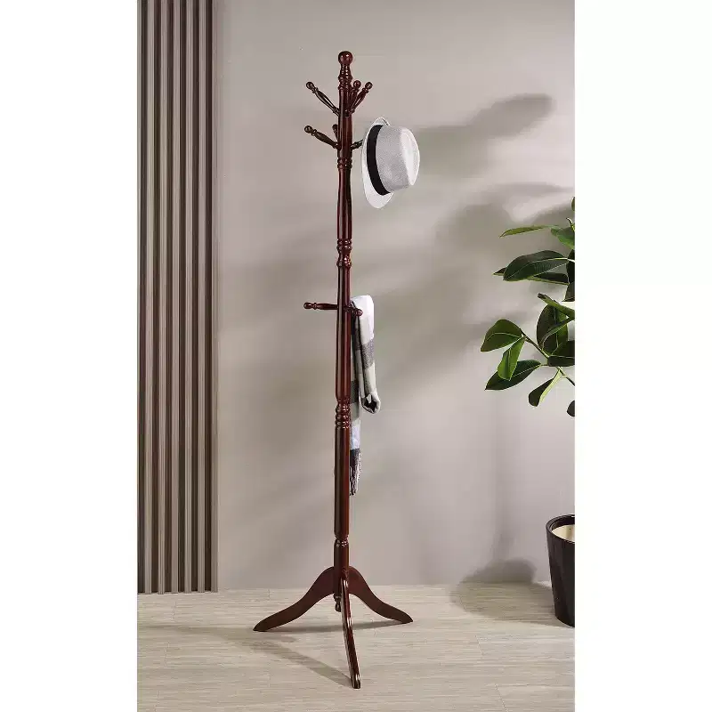 71.5" Swivel Coat Rack Cherry Wood - Ore International: Umbrella Storage, Spinning Top, Double Tier Hooks