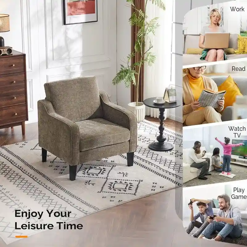 Mid-Century Modern Accent Chair, Single Seat – Multi-Color Options
