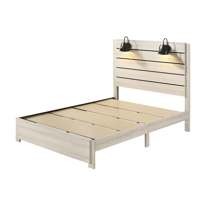 Edyth 4 Piece White LED Panel Bedroom Set