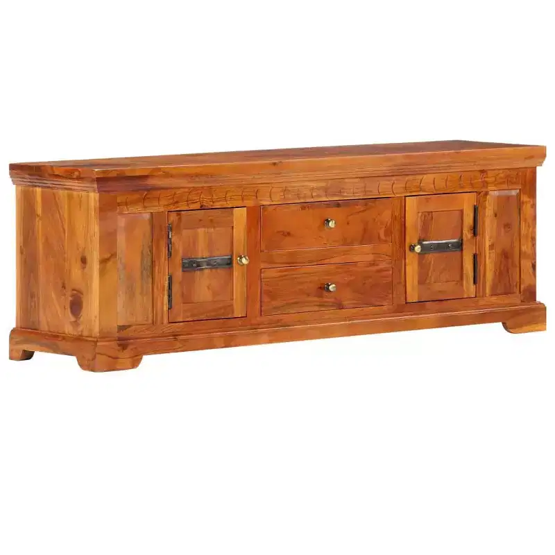Solid Acacia Wood TV Cabinet, Honey Finish, Medium