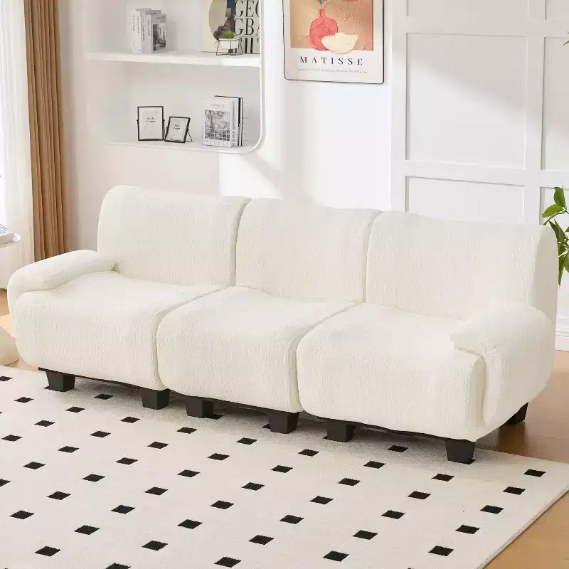 GDFStudio Roxie Modern 3-Seater 94.5 Chenille Upholstered Sofa with Curved Armrests