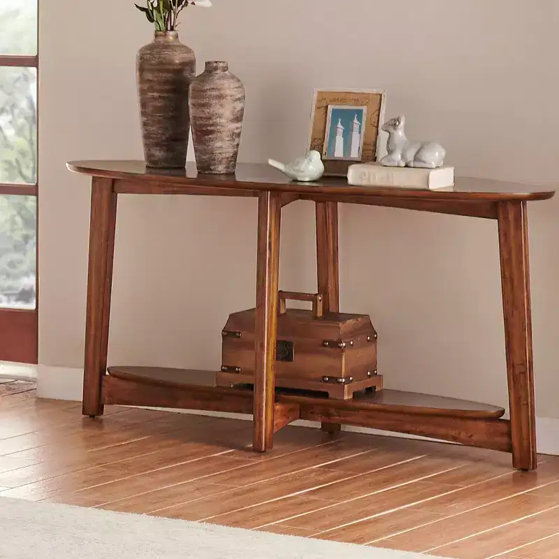 Mid Century Modern Console Table, Chestnut, 60