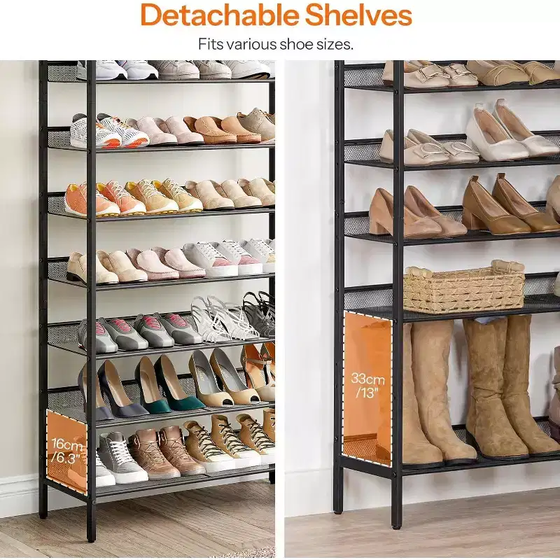 Metal Shoe Rack 8-Tier 53.9''H x 29.5''W x 11.8''D