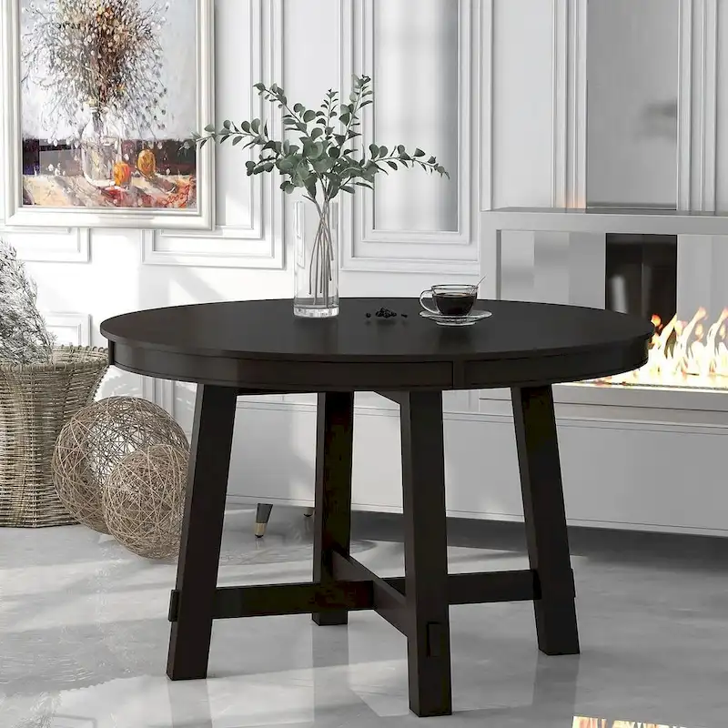 5 PCS Farmhouse Dining Table Set of 4 Chairs, Extendable