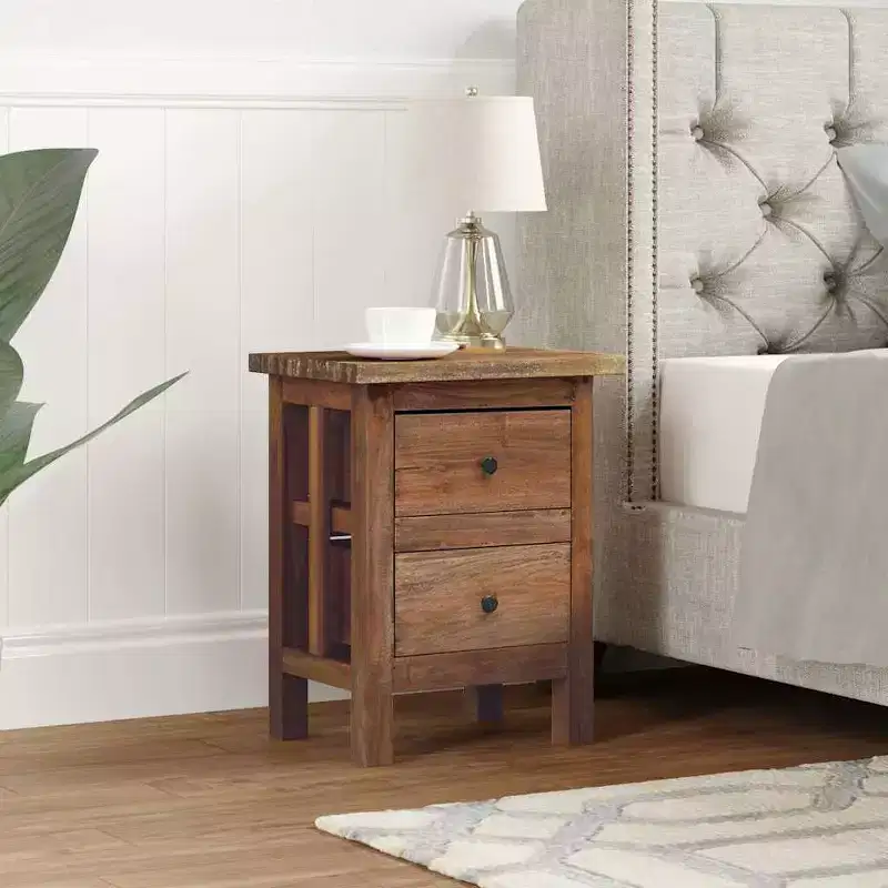 Nightstand Brown Solid Mahogany Wood 15.7x11.8x20.1 in