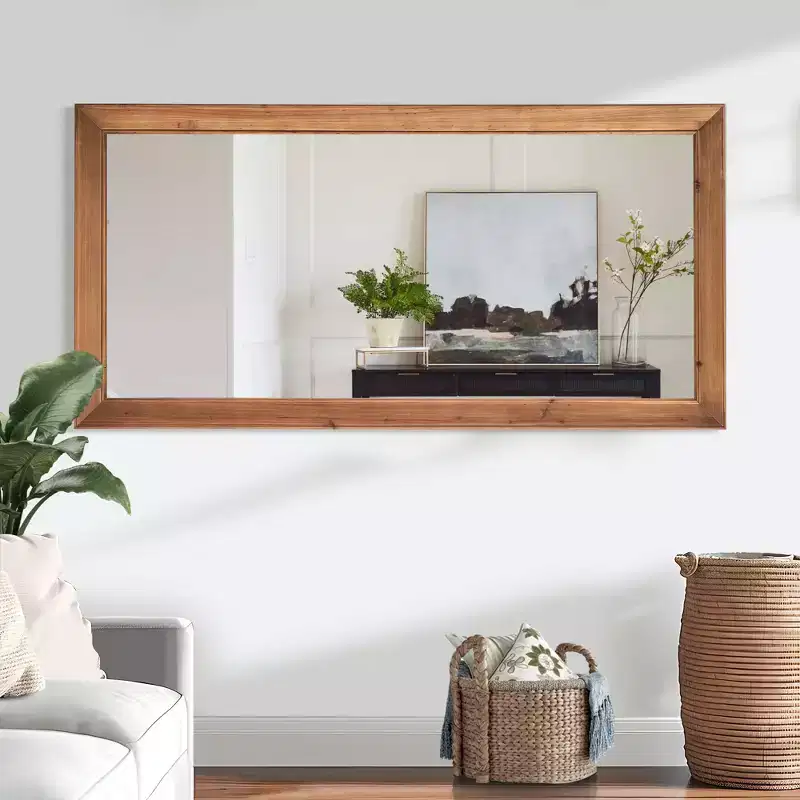 Dovelina Wood Vertical Frame Full Length Mirror Leaning Mirror - 71x35, Brown