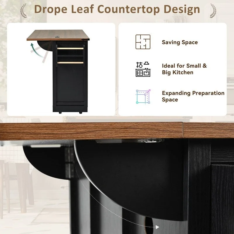 Mairi 54.5 Farmhouse Kitchen Island with Power Outlet
