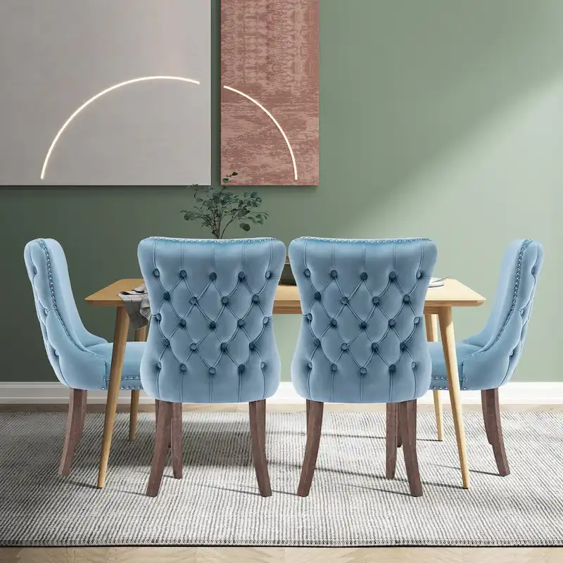 KATA Velvet Upholstered Wingback Dining Chairs Set of 2