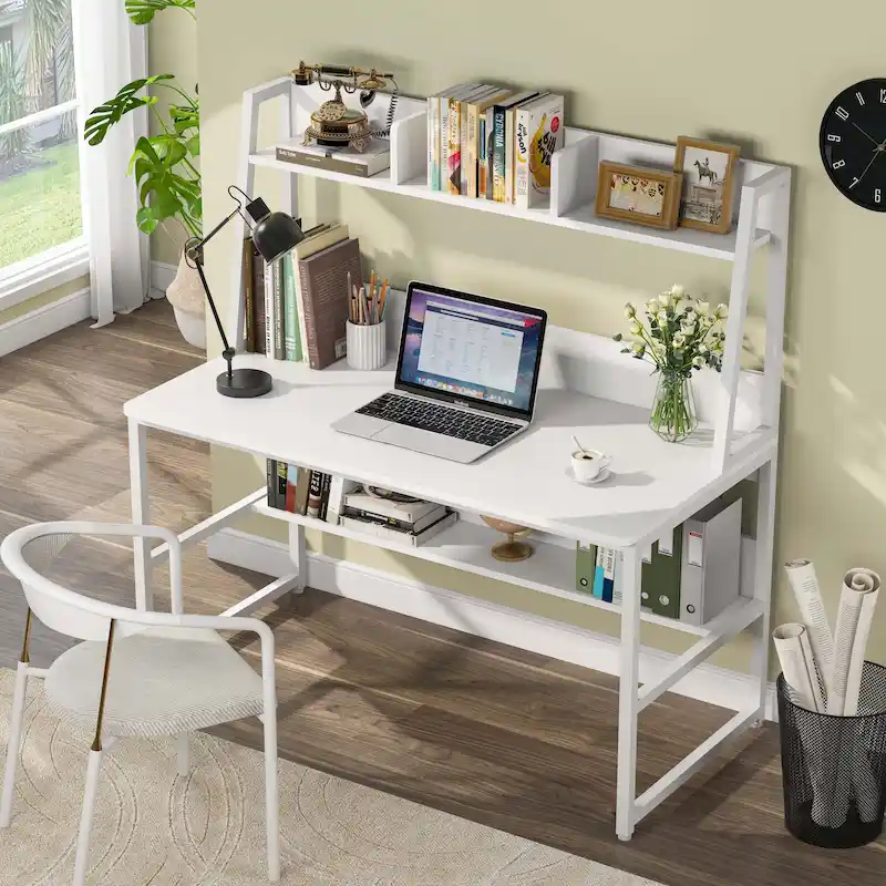 Computer Desk with Hutch and Bookshelf,Home Office Desk,Study Writing Table
