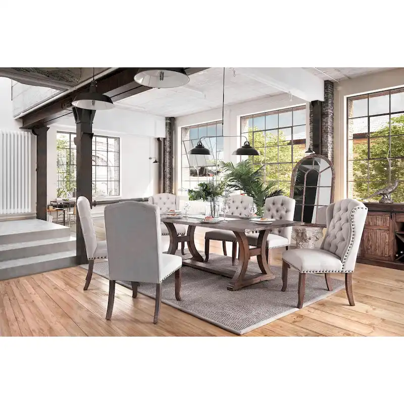 Quigley Rustic Pine 7-Piece Dining Table Set by Furniture of America