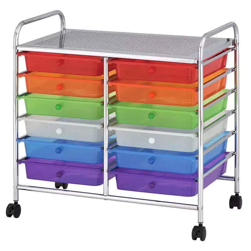 ECR4Kids 12-Drawer Value Mobile Storage Utility Cart, Craft Organizer,