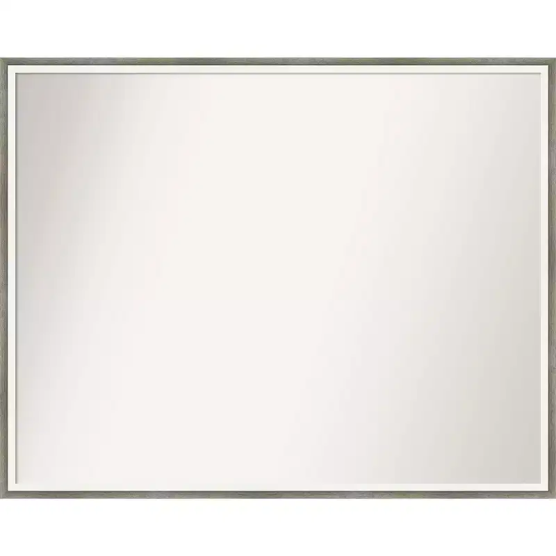 29" x 23" Non-Beveled Bathroom Wall Mirror Silver : Modern Rectangle, Includes Mounting Hardware
