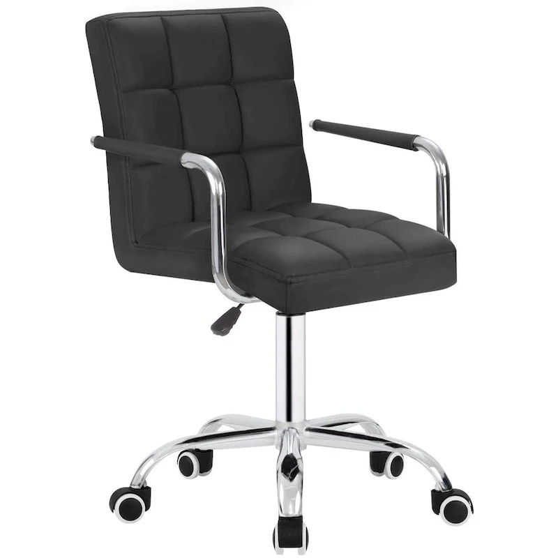 White / Black Mid-Back PU Leather Office Chair | Adjustable Height | 360° Swivel | 1-Person