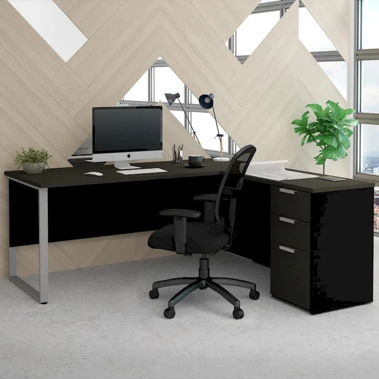 L-Shaped Office Desk with Drawers