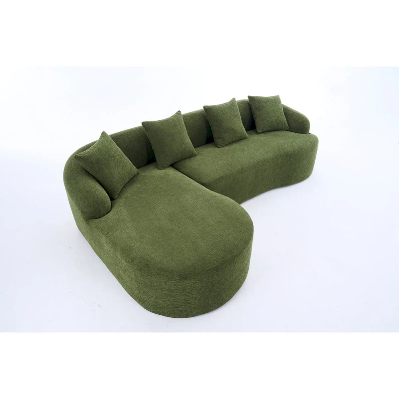L-Shaped Chenille Sectional Sofa with Chaise and 4 Pillows