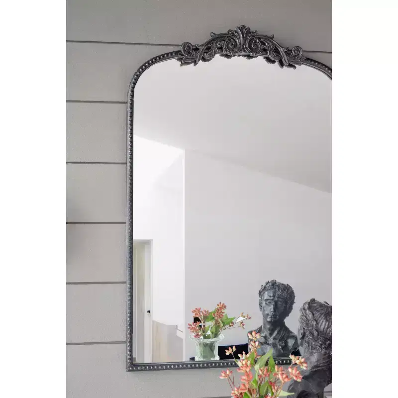 24 x 36 Inch Rectangular Wall Mirror with Baroque Inspired Frame