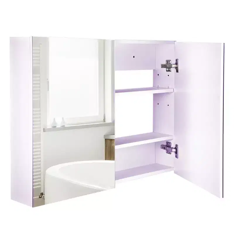 Double Door Wall Mounted Bathroom Mirror, 31.5 x 23.5 Medicine Cabinet with Modern Design, Large Storage, & Quiet Hinges