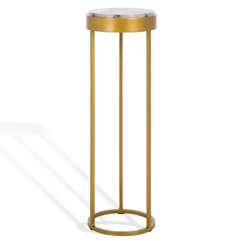 Stone Top Drink Table, Gold Metal Base