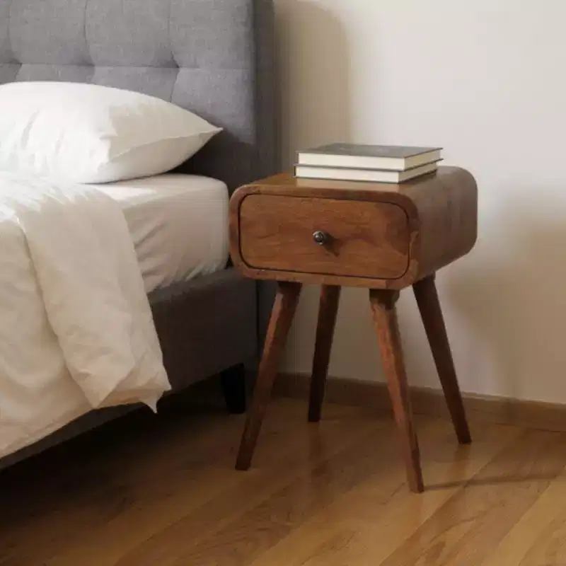 HomeRoots 19 Chestnut Solid Wood Square One Drawer Nightstand
