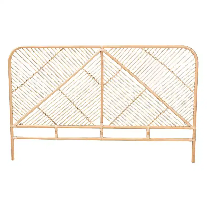 Queen Walid Rattan Standalone Headboard Natural Brown - Baxton Studio: No Assembly, Spot Clean, Freestanding Design