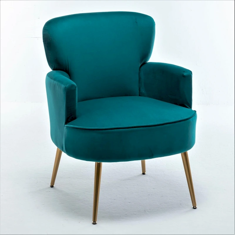 US Pride Furniture Trendy Velvet Accent Chair with Gold Metal Legs Upholstered Armchair