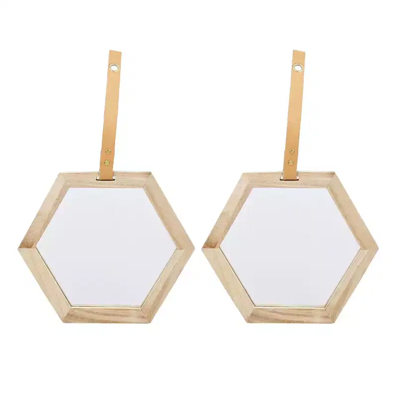 11 x 10 Inch Harlan Hexagon Wall Mirror Set of 2