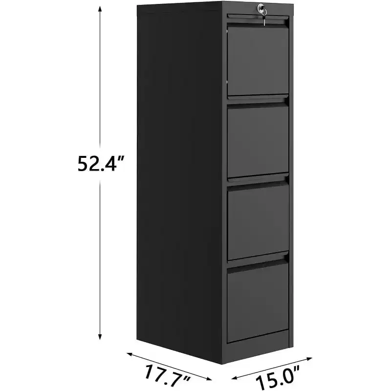 4-Drawer Lockable File Cabinet, Heavy Duty Metal, Vertical Storage for Letter/Legal/A4/F4, Secure Office Organizer for Home Office