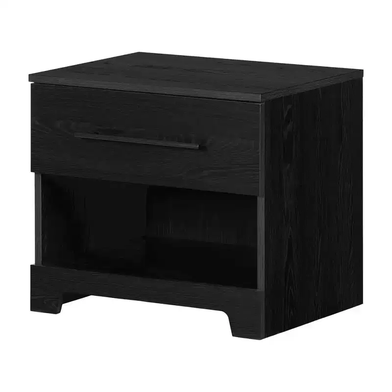 South Shore Primo Nightstand with Drawer Black Oak