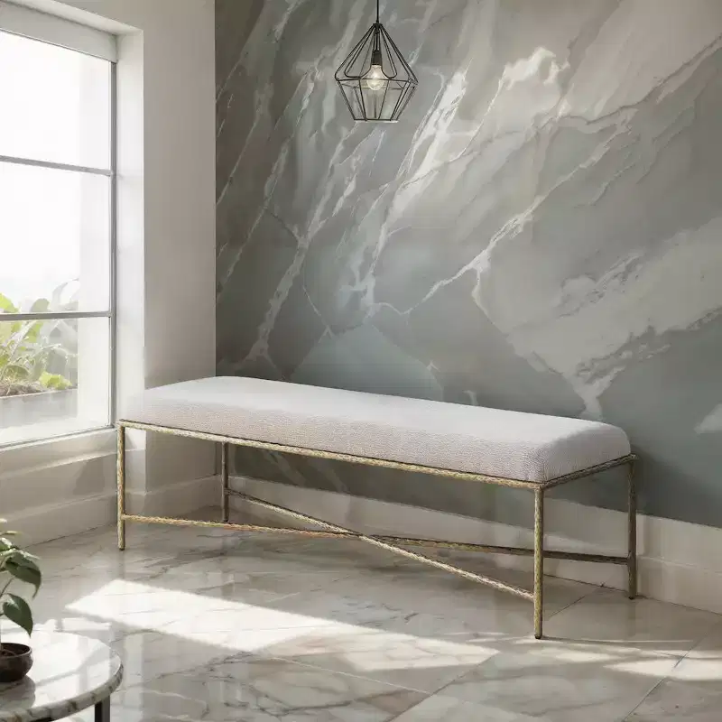 Valley Chenille Fabric Bench