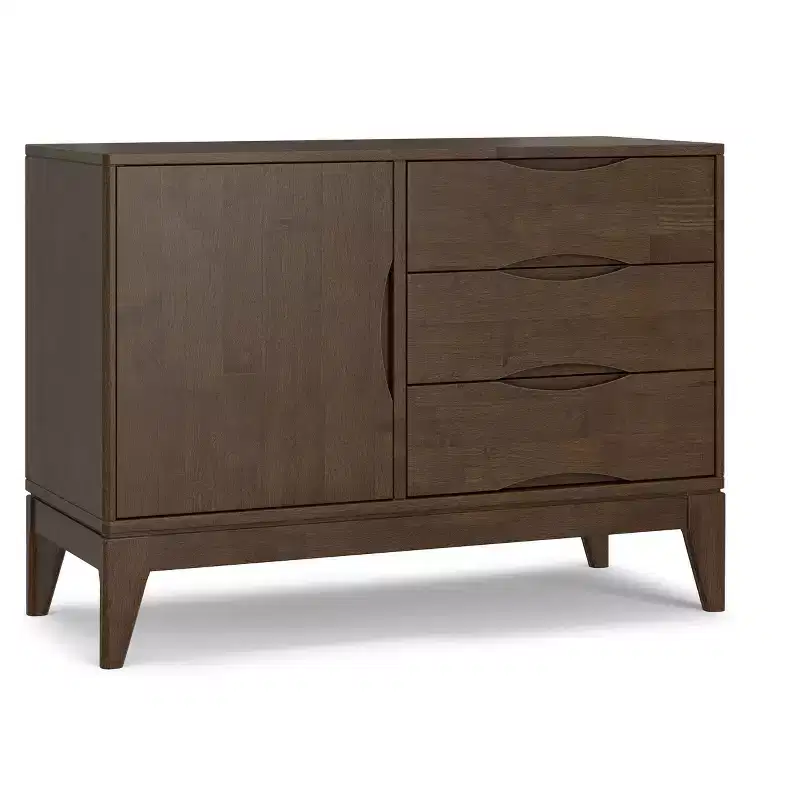 Pearson Solid Wood 42 inch Wide Mid Century Modern 3 Drawer Sideboard in Walnut Brown