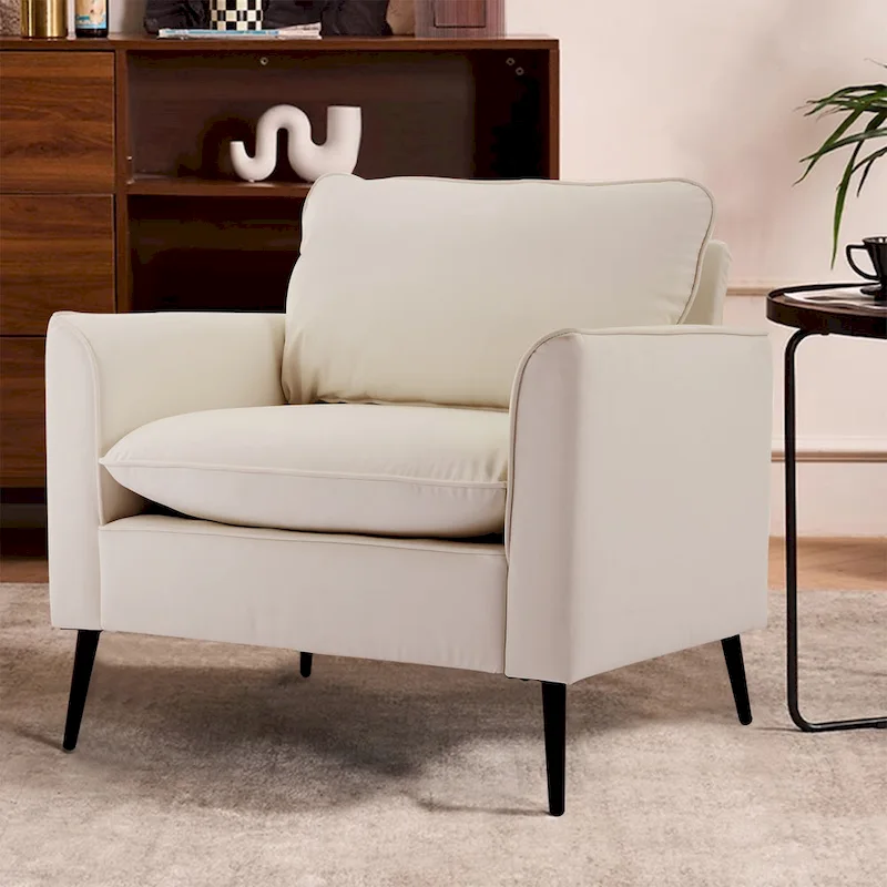 Cat paw leather upholstered sofa 1PC Cream White