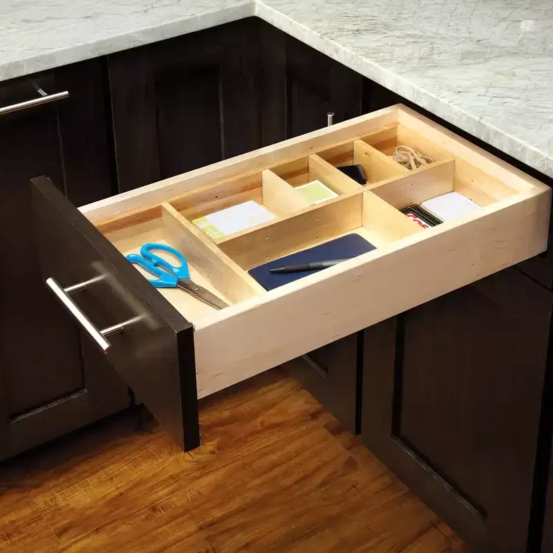 Rev-A-Shelf Customizable Drop-In Kitchen Drawer Organizer Kit for Large Utensils, Knick Knacks, & Cutlery Organization w/Adjusdable Clips, LD-4CT21-1