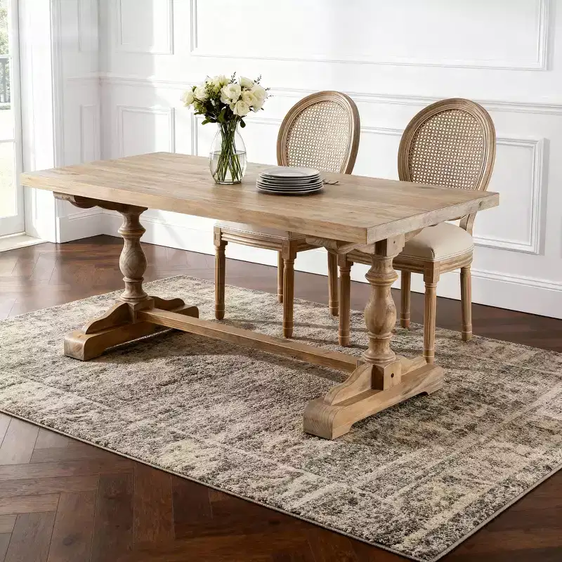 GDFStudio Provence French Country Fabric Upholstered Dining Chairs (Set of 2)