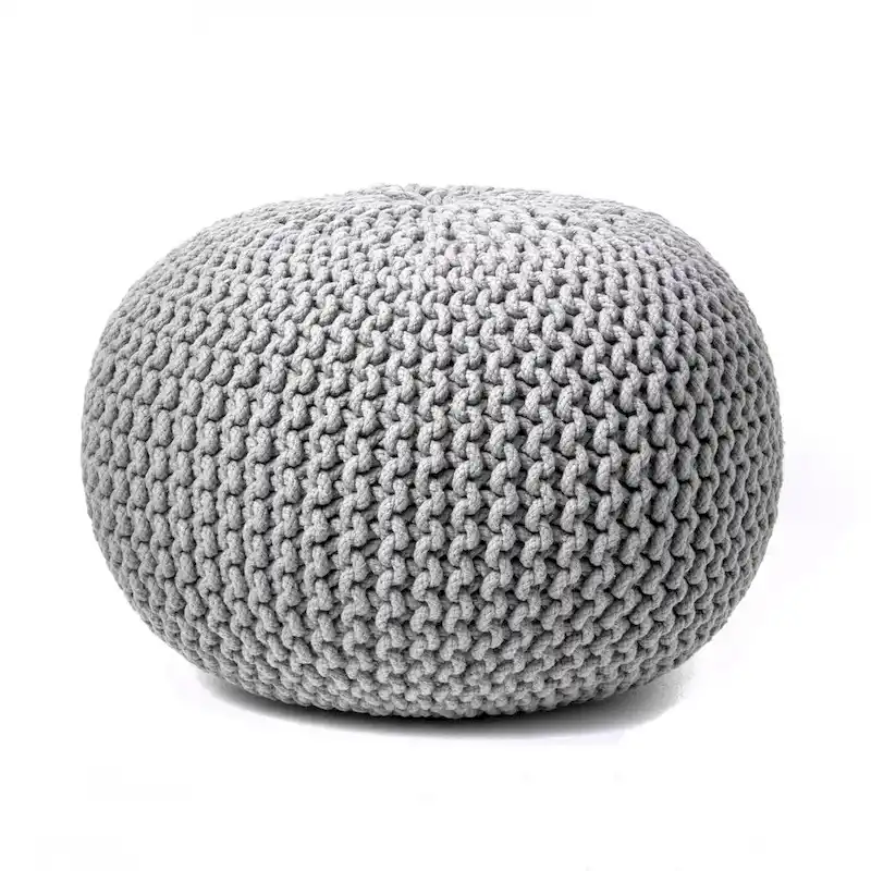 Nuloom Ling Round Knit Filled Ottoman Pouf