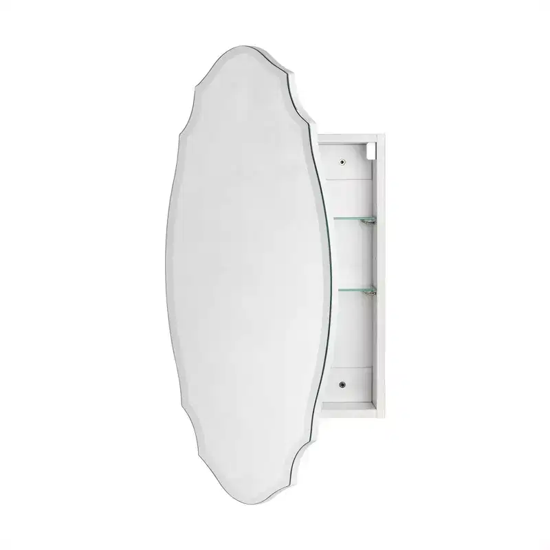 20 in. W x 30 in. H Novelty/Specialty Irregular Arched Frameless Beveled Surface Mounted Medicine Cabinet with Mirror