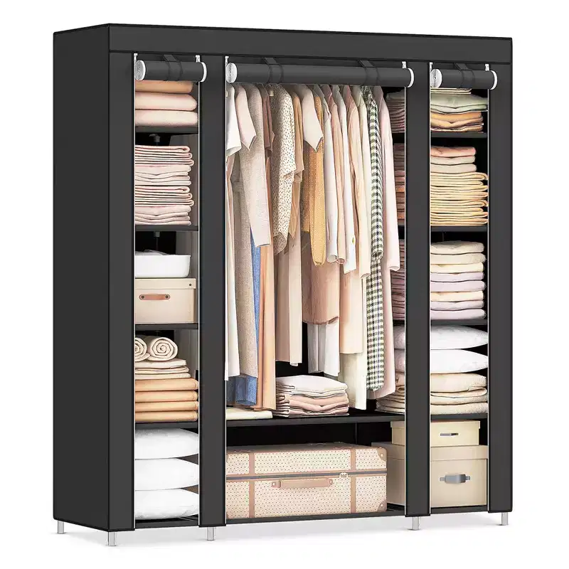 Closet Wardrobe Portable Closet Organizer Storage Clothing Rack Shelf with Non-Woven Fabric Cover