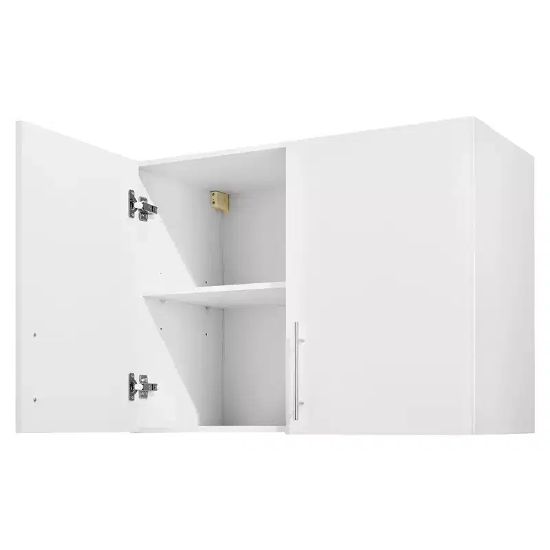 VEVOR Laundry Room Wall Cabinet, 2-Tier Wall Mounted Hanging Cabinet with Adjustable Shelf, 32 in Cupboard Storage with 2 Doors, White