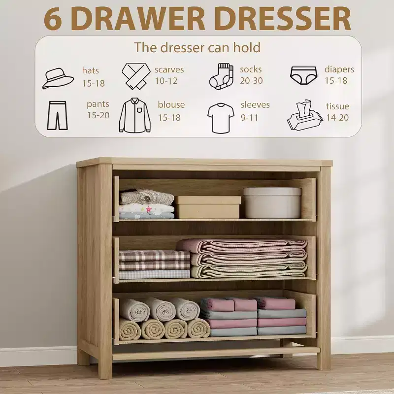 29 Rattan 3 Dresser for Bedroom, Wooden Closet Dressers Chest of Drawers, Boho Tall Drawer Dresser, for Bedroom, Living Room