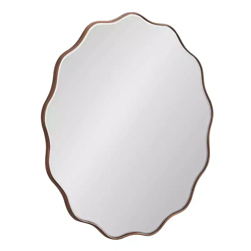 Kate & Laurel All Things Decor 32"X32" Viona Round Scalloped Mirror Bronze