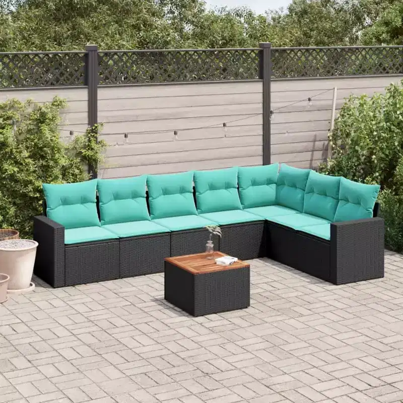 vidaXL 8 Piece Patio Sofa Set with Cushions Poly Rattan