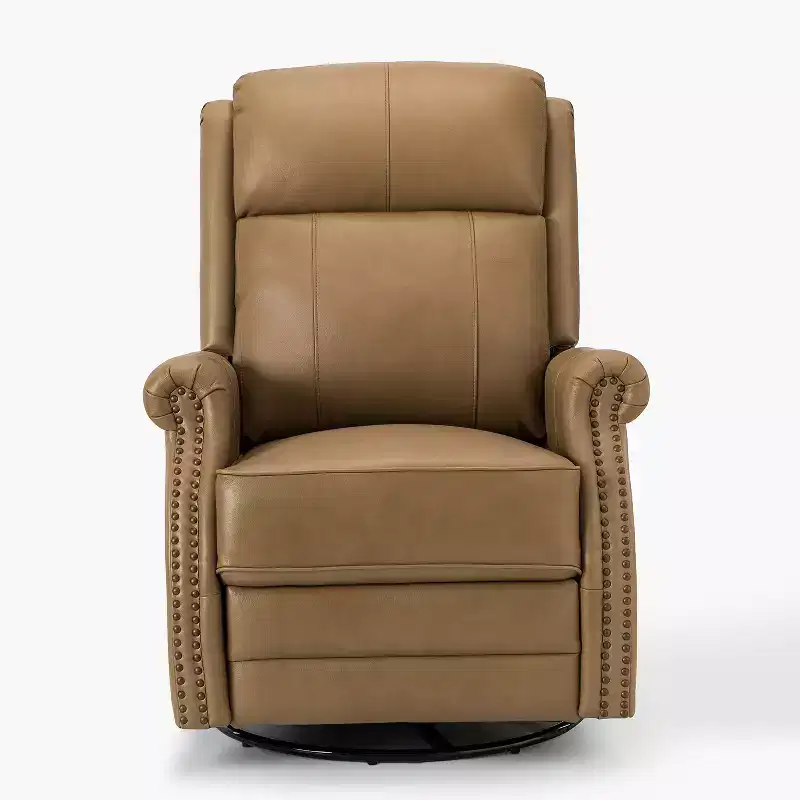 Irene 30.5 Wide Genuine Leather Manual Recliner with Rolled Arms| ART OF LIVING DESIGNS