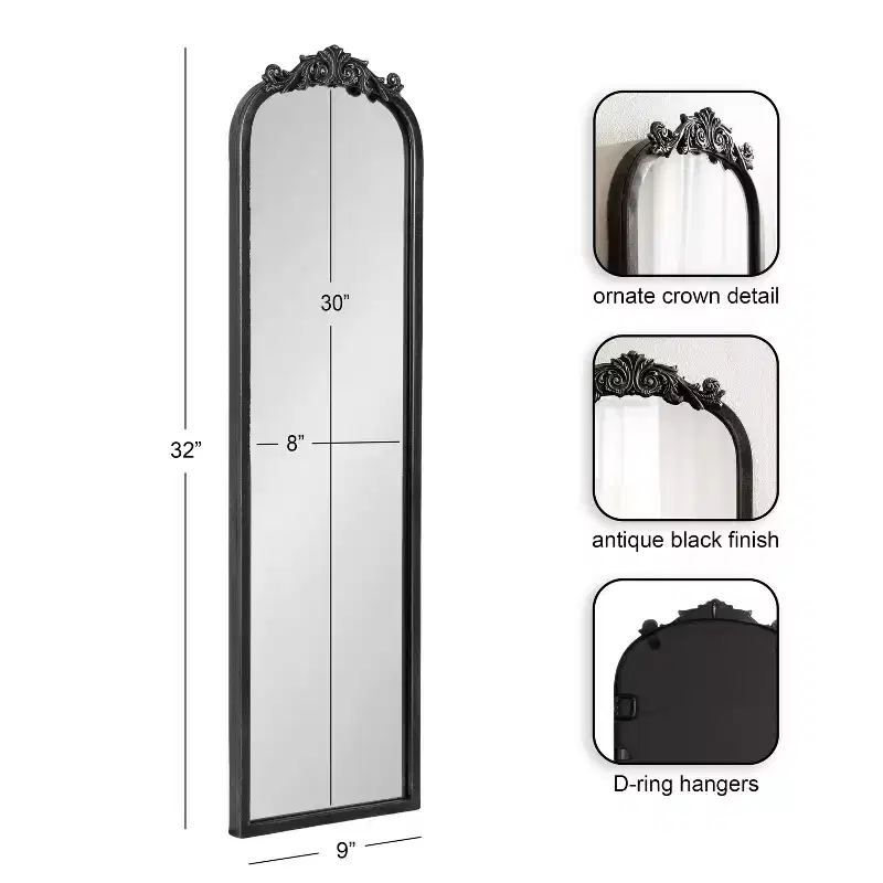 Kate and Laurel Arendahl Traditional Arch Mirror, Black, 9x32